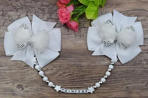 Personalised stunning pram charm in White girls boys rhinestone bling - Picture 1 of 1