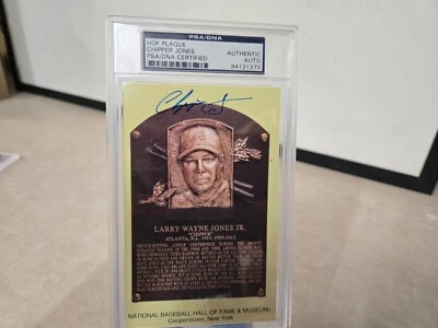 Chipper Jones PSA DNA Signed Gold Hall of Fame Plaque Autograph - Image 1 of 4
