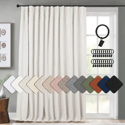 Cortinas térmicas para puertas correderas 100 % apagón extra anchas para patio lino texturizado  Foto 1 de 4
