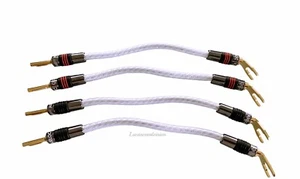 QED GENESIS Silver Spiral 4x Speaker Jumper Cable Terminated Qed Airloc Plugs - Picture 1 of 4