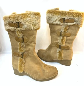 Lower East Side Womens Brown Beige Boots Wedge Heel Size 8 $23.50 OBO! {ch} - Picture 1 of 8