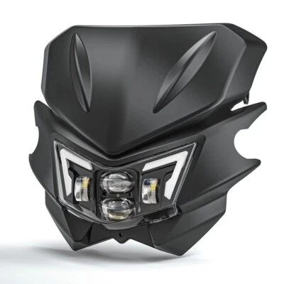 Faro LED negro carenado motocicleta DLR para Kawasaki KX KXF KLX KLR KTM SX-F Foto 1 de 4
