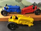 Lot of 3 Vintage Plastic Farm Tractor by Ideal Toy Co. - 1950s