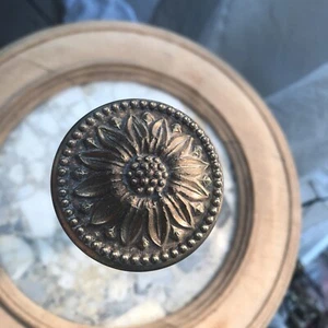 Vintage French Antique Brass Drapery Curtain Holdback Sunflower Embrasse Holder - Picture 1 of 11