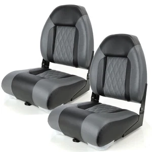 NORTHCAPTAIN Deluxe Charcoal/Black High Back Folding Boat Seat, 2 Seats - Picture 1 of 6