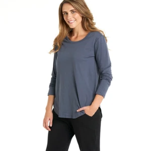 BETTY BASICS MEGAN TOP ALGODÓN MANGA LARGA - AZUL INDI TALLA 8-22 - Imagen 1 de 4