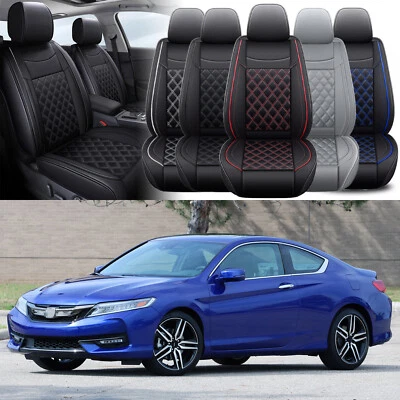 Juego completo de funda de asiento de coche de lujo de cuero PU cojín de asiento de 2/5 asientos para Honda Accord Foto 1 de 4