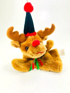 Vintage Best Made Toys Reindeer Santa Deer Christmas Hand Puppet Plush 10" - Picture 1 of 8