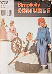 NEW SIMPLICITY 9708 Girls S M L Pattern Pioneers Colonial Renaissance Costume - Picture 1 of 2