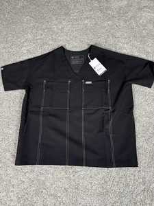 Figs Scrub Top Alberta Oversized V Neck Cargo Scrub XXS NWT Black - Picture 1 of 13