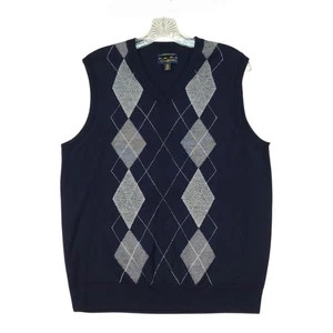 Club Room Pullover Weste Herren M Argyle Merinowolle Pullover V-Ausschnitt Freizeit Preppy  - Bild 1 von 11