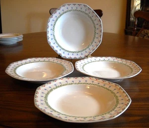 Set of 4 Mikasa Younger Than Springtime Bali Hai Rimmed Soup Bowls 9.25" Excel - Picture 1 of 4