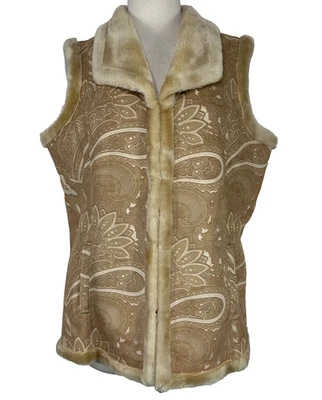 Chaleco Coldwater Creek Bronceado Cachemira Piel Sintética Abrigo Difuso Acogedor Para Mujer Grande Foto 1 de 4