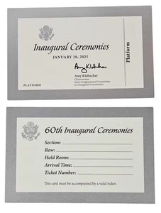 2025 Scarce Donald Trump Inaugural Ceremonies Silver PLATFORM Tickets - Picture 1 of 2