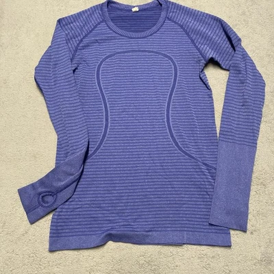 Lululemon Swiftly Tech Long Sleeve Shirt 8 Purple Thumb Hole Active Running - Image 1 of 4