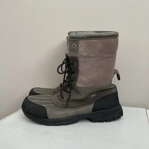 UGG Mens Butte Duck Boots 13 Snow Gray Leather Lace Up Comfort Casual Ankle Top - Picture 1 of 11