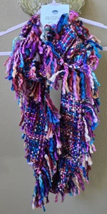 Rising Tide Scarf Eco Friendly Fabric Artisan Made Pink MultiColor Tassels - Picture 1 of 7