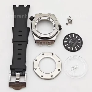 Cinturino orologio gomma cassa acciaio inox 42mm per rovere 8215 senza movimento - Foto 1 di 12