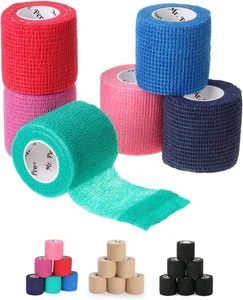 - Self Adhesive Bandage Wrap, Assorted Colors, 2" X 5 Yards, 6 Pack, Ban - Picture 1 of 12
