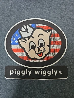 Camiseta gráfica Piggly Wiggly, camiseta retro de granja de cerdos, talla S/P golpe delantero y trasero Foto 1 de 4