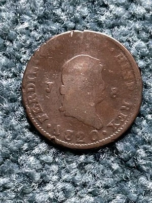 1820 Spain Ferdinand VII 8 Maravedis Copper Coin Ungraded Uncertified - Image 1 of 2