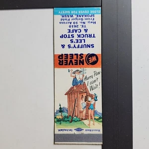 Snuffy's & Lee's Truck Stop Spokane 1950s Cartoon Design Matchbook - Picture 1 of 3