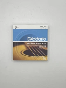 D'Addario EJ16-3D Phosphor Bronze Light Acoustic Guitar Strings 3 Sets EJ16 - Picture 1 of 2