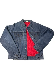 Giacca vintage JC Penney uomo 42 indaco super denim trapuntata foderata anni 70 colletto pugnale - Foto 1 di 8