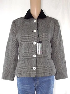 Brooksfield Womens Blazer Jacket Size 42 M Medium Pied De Poule Virgin Wool - Picture 1 of 14