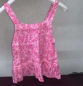 Gap Kids Girls Size S Pink And White Tank Top Spaghetti Strap Flowers NWOT - Picture 1 of 8