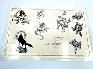 vtg Tattoo Shop Flash #9 1990s 90s pirate frog wolf dragon TOM DONOVAN turtles - Picture 1 of 12