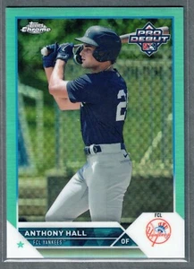 2023 Topps Pro Debut Chrome Anthony Hall Aqua Refractor #/75 Yankees SP - Picture 1 of 2
