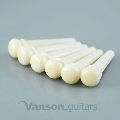 6 x VANSON High Quality Bone Bridge Pins for acoustic guitars, String Pegs Plain