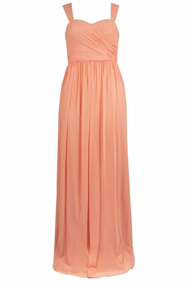 Vestido de Noche Formal Donna Morgan de Gasa Talla 12 14 Melocotón Pelusa Naranja Nuevo con Etiquetas $240 Foto 1 de 4