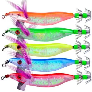 5pcs/lot Colorful Luminous Shrimp Squid Octopus Baits Fishing Jigs Hook Lures 8g - Picture 1 of 7