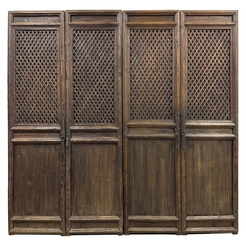 Late 19th Century Antique Chinese Hand Made 4 Panels Wooden Screen/Room Divider Cover