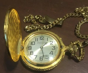 DETAILS QUARTZ SILVER DIAL SILVER POCKET WATCH WITH CHAIN New Battery # 534 - Picture 1 of 3