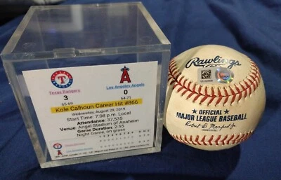 Kole Calhoun Career Hit #866 8/28/2019 Game Used Ball Rangers ANGELS Retired - Image 1 of 4