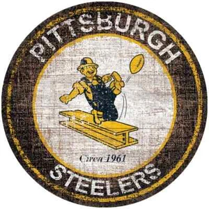 Letrero redondo envejecido de 24" con logotipo Heritage de los Pittsburgh Steelers - Imagen 1 de 1