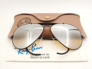Vintage B&L Ray Ban Bausch & Lomb Ambermatic DGM Black Aviator 62mm w/Case - Picture 1 of 22