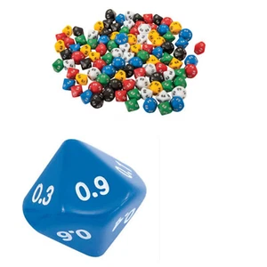 Juego de dados decimales 0,0 - 0,9 x 6 juegos de mesa para enseñar a los niños valor de lugar - Imagen 1 de 1