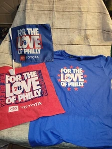 Philadelphia Sixers 76ers 2024 NBA Playoffs Love Shirt L & Rally Towel,Car Flag - Picture 1 of 5