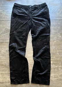 Kay Unger 12 Black Velvet Pants Straight Leg Mid Rise Crushed Velour Slacks 35” - Picture 1 of 10