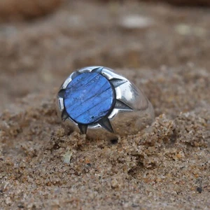 NATURAL ROUGH LABRADORITE MENS RING 925 STERLING SILVER RING GIFT FOR HIM - Picture 1 of 2