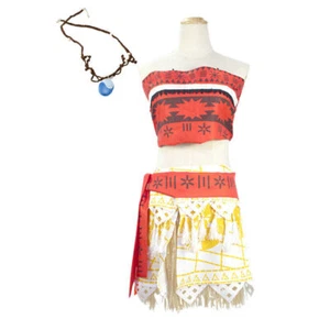 Adult Women Costume Moana Princess Fancy dress cosplay Outfit Halloween Necklace - Picture 1 of 10