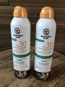 2 X Australian SPF 30 Spray Sunscreen w/Insect Repellent 5.6 oz - Exp 7/24
