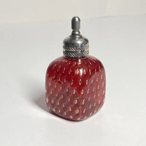 Vintage Murano Bullicante Glass Perfume / Scent Bottle Red w/Gold Bubbles - Picture 1 of 8