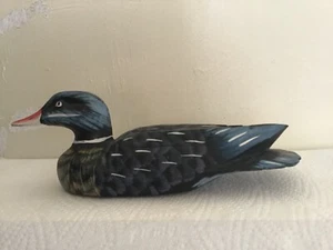 Beautifully Hand Painted Carved Wood Duck Decoy Figurine 9" long vintage. - Picture 1 of 3