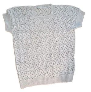 Handgestrickter Pullover Pulli helles grau | Gr. 54 * Unikat * Handarbeit * NEU - Bild 1 von 3