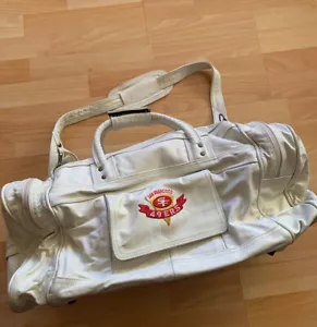 YSL LEATHER DUFFLE TRAVEL GYM BAG NFL SF 49ers VTG RARE YVES ST Laurent RARE - Afbeelding 1 van 8